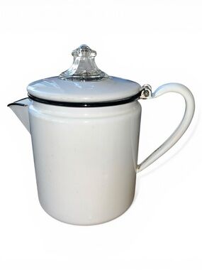 Pyrex Enamelware Coffee Percolator Black & White 8" interior pieces not included